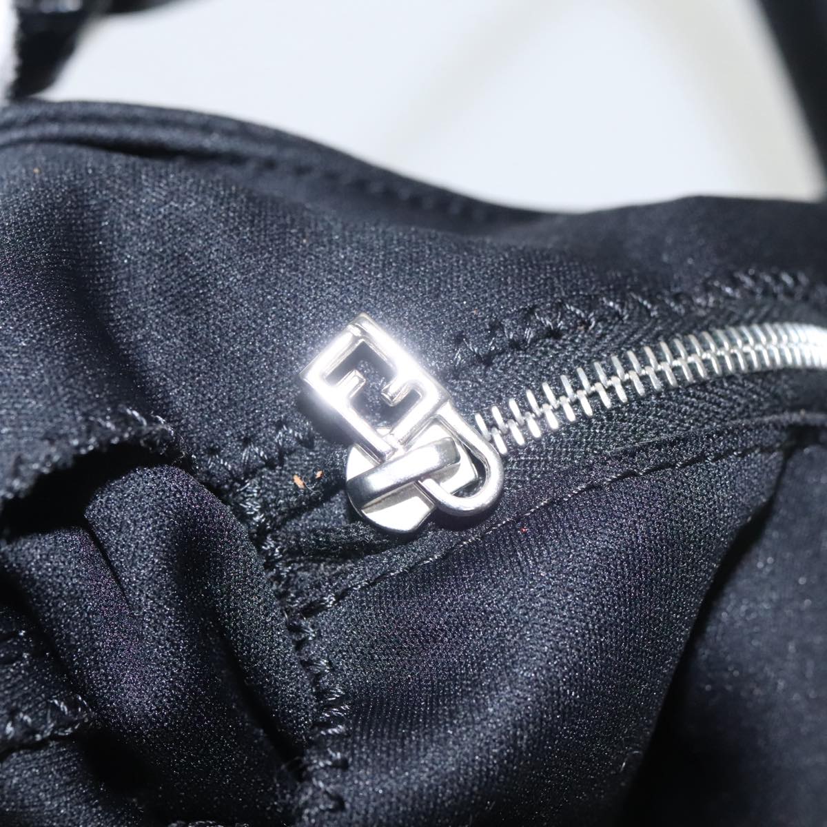 FENDI Mamma Baguette Shoulder Bag Nylon Black Silver ep6221
