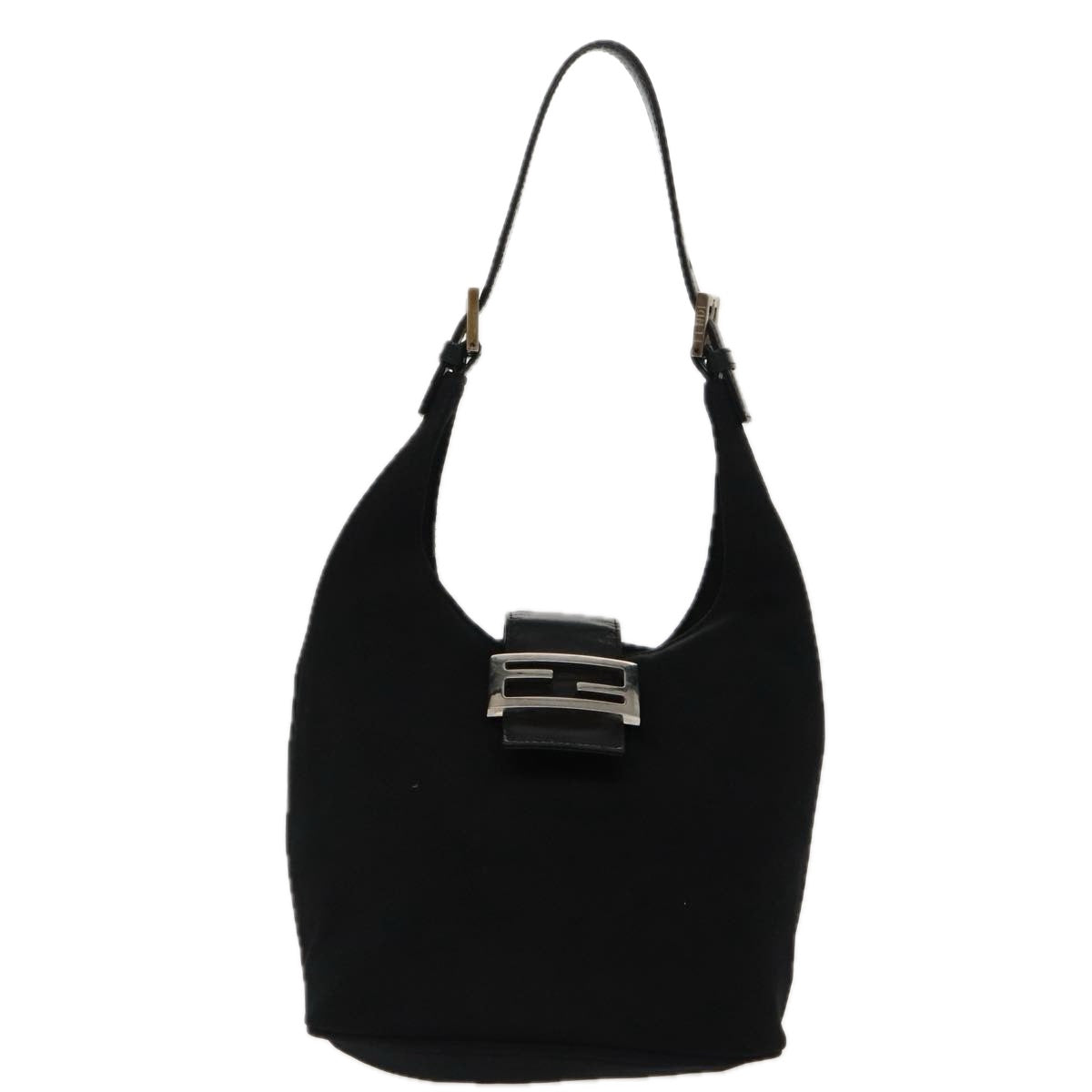 FENDI Mamma Baguette Shoulder Bag Nylon Black Silver ep6221