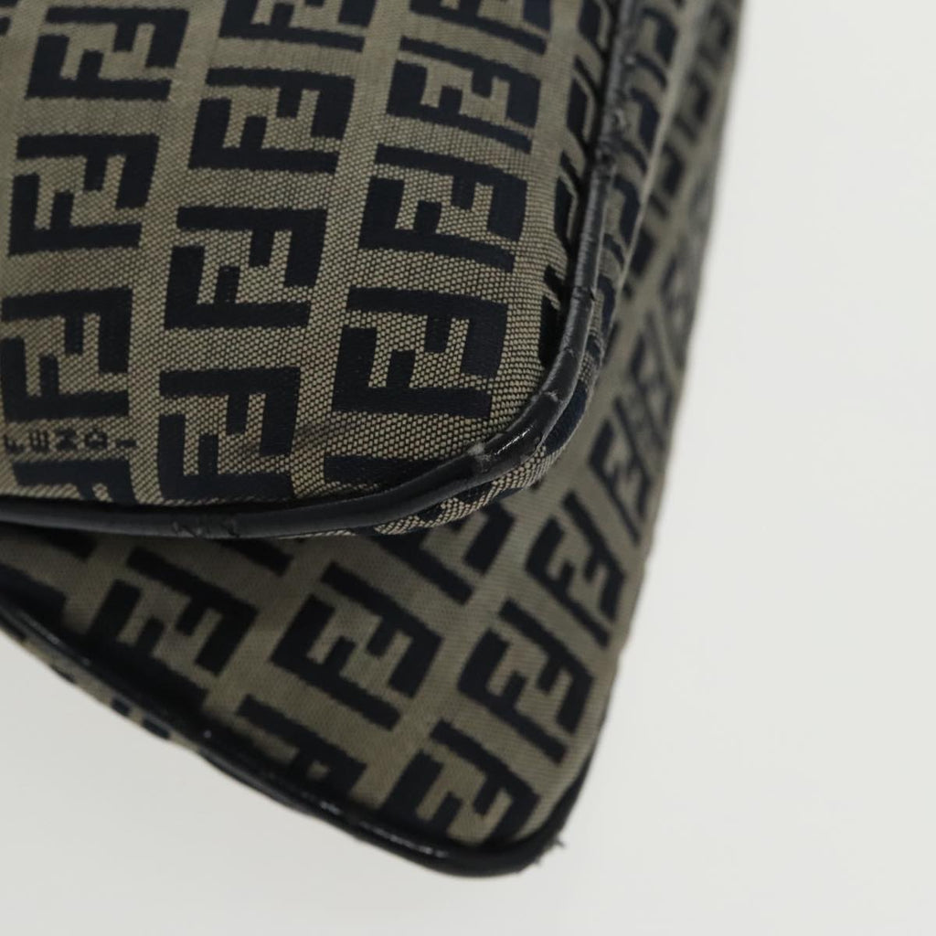 FENDI Zucchino Canvas Mamma Baguette Shoulder Bag Navy Silver ep6224