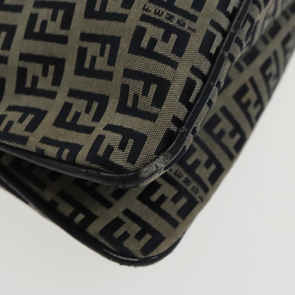 FENDI Zucchino Canvas Mamma Baguette Shoulder Bag Navy Silver ep6224