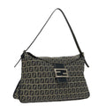 FENDI Zucchino Canvas Mamma Baguette Shoulder Bag Navy Silver ep6224