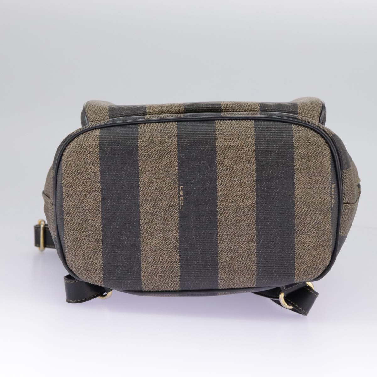 FENDI Pecan Canvas Backpack Brown Black gold ep6248
