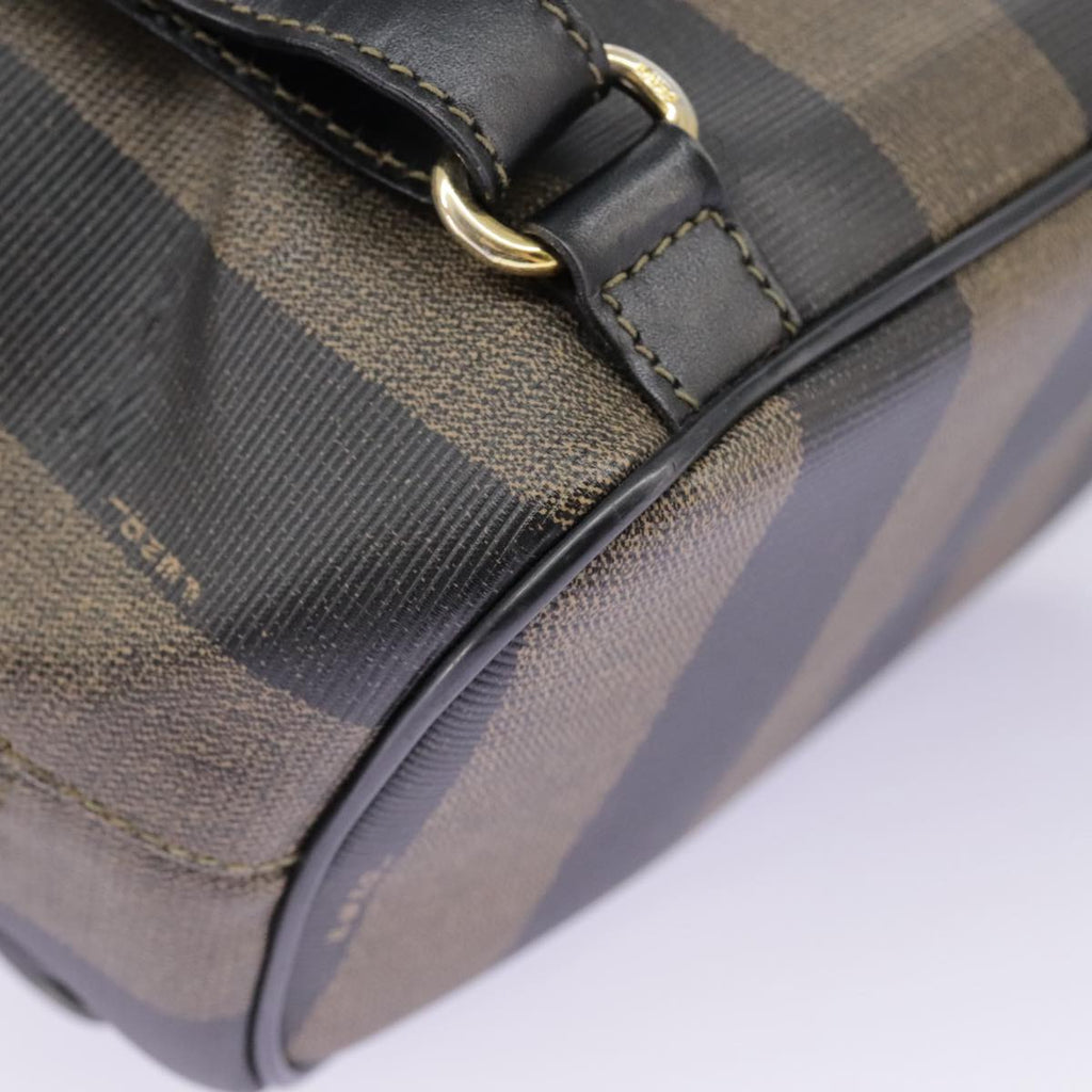 FENDI Pecan Canvas Backpack Brown Black gold ep6248