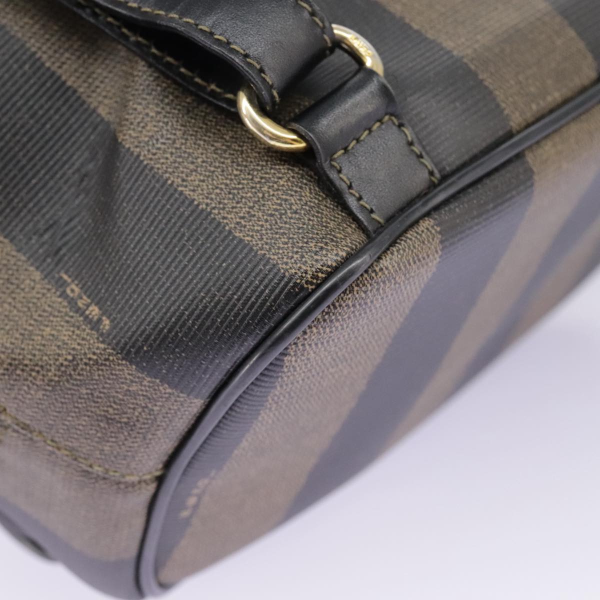 FENDI Pecan Canvas Backpack Brown Black gold ep6248