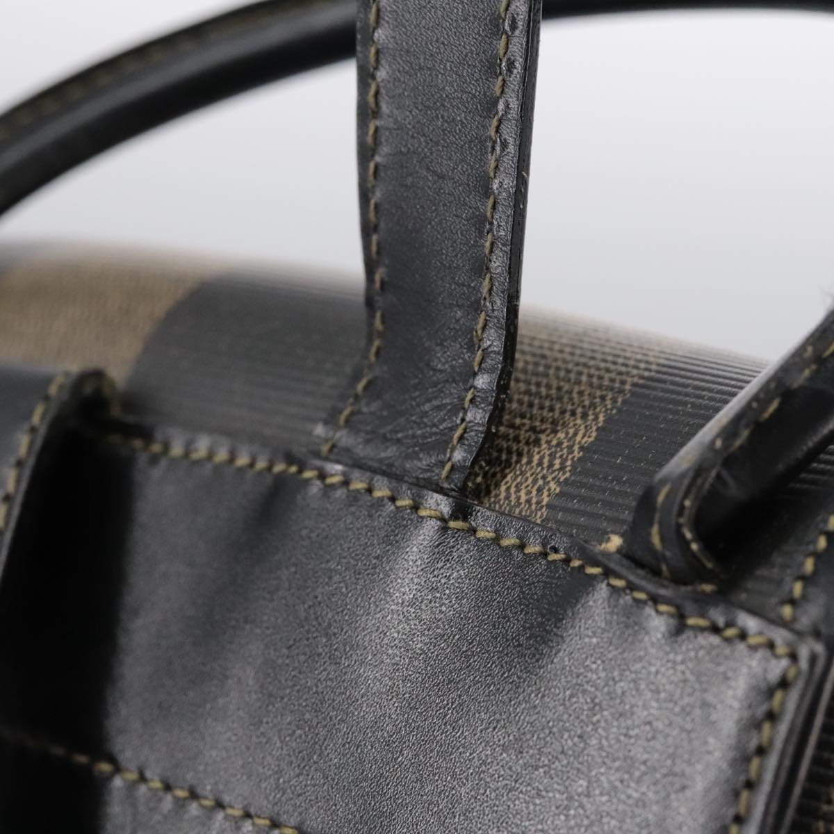 FENDI Pecan Canvas Backpack Brown Black gold ep6248