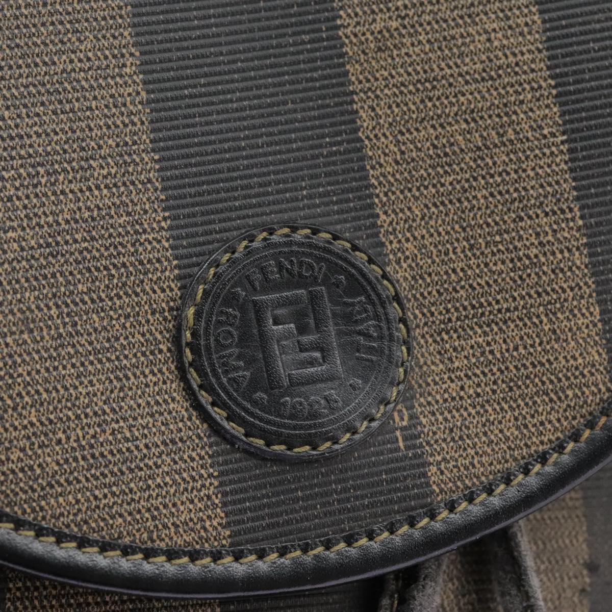 FENDI Pecan Canvas Backpack Brown Black gold ep6248