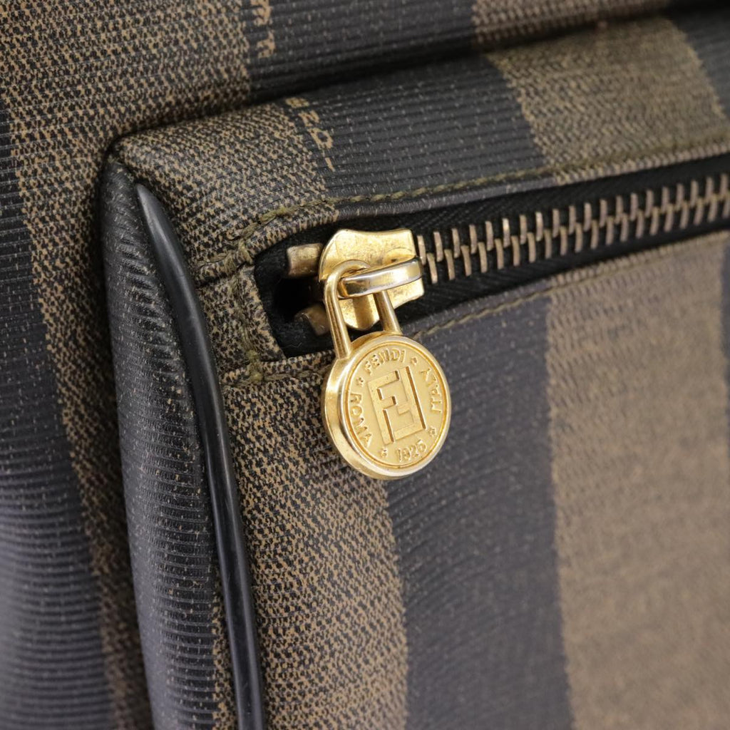 FENDI Pecan Canvas Backpack Brown Black gold ep6248