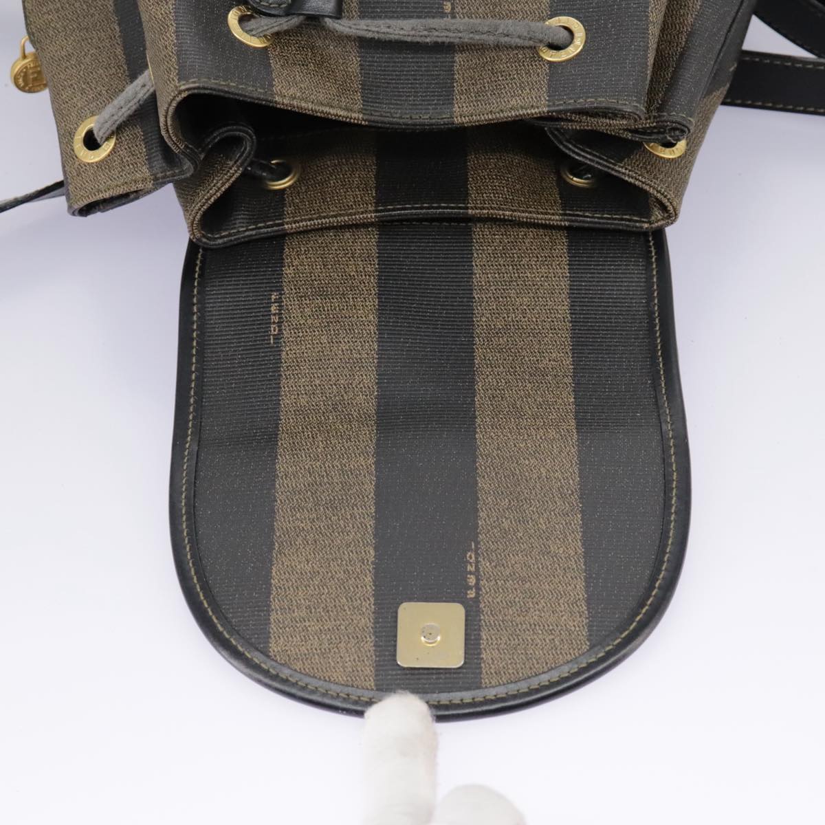 FENDI Pecan Canvas Backpack Brown Black gold ep6248