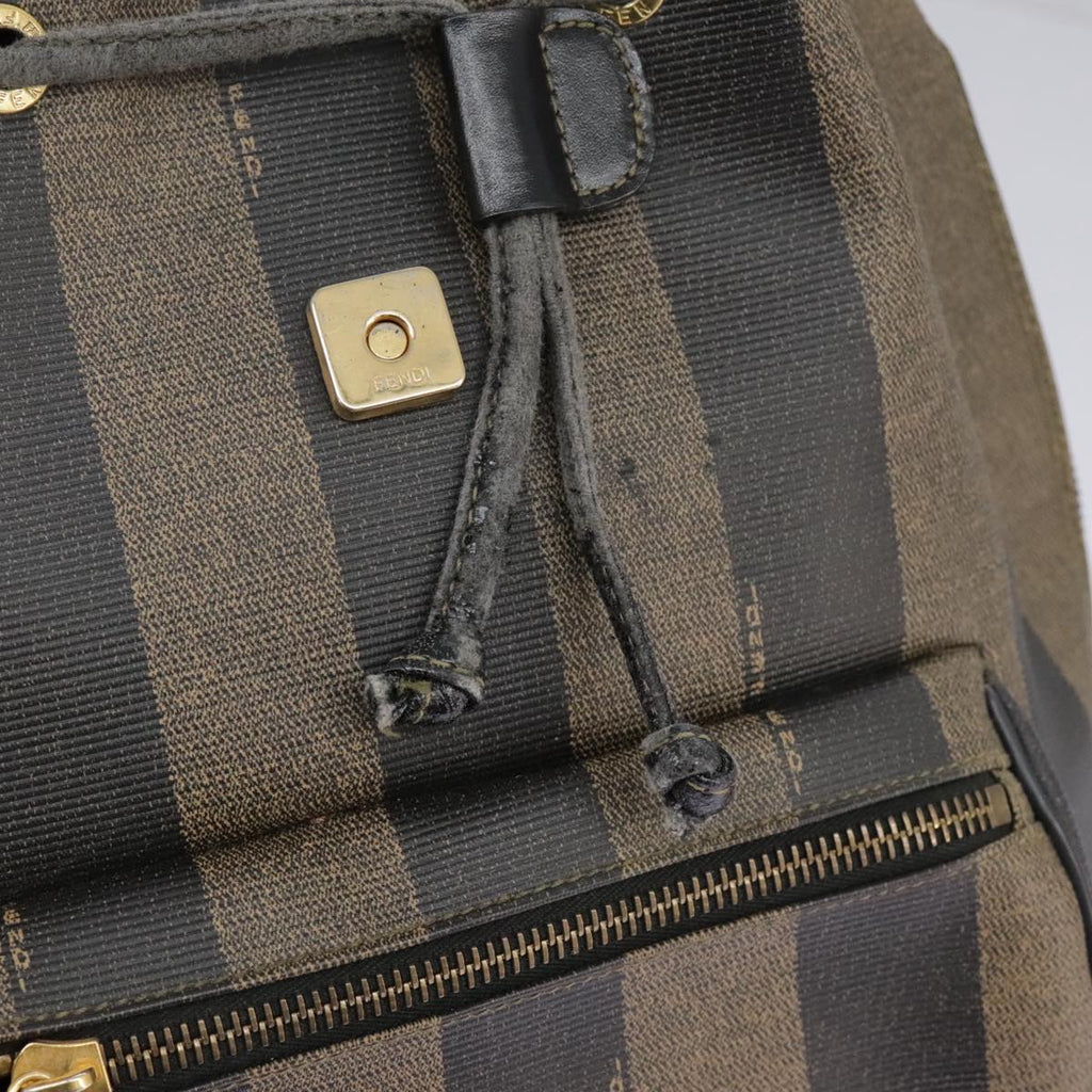 FENDI Pecan Canvas Backpack Brown Black gold ep6248