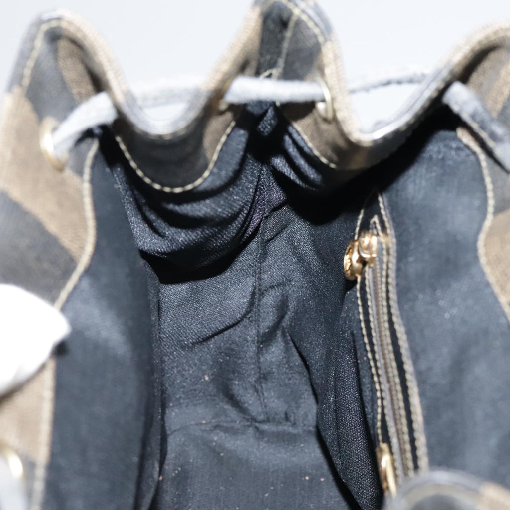 FENDI Pecan Canvas Backpack Brown Black gold ep6248