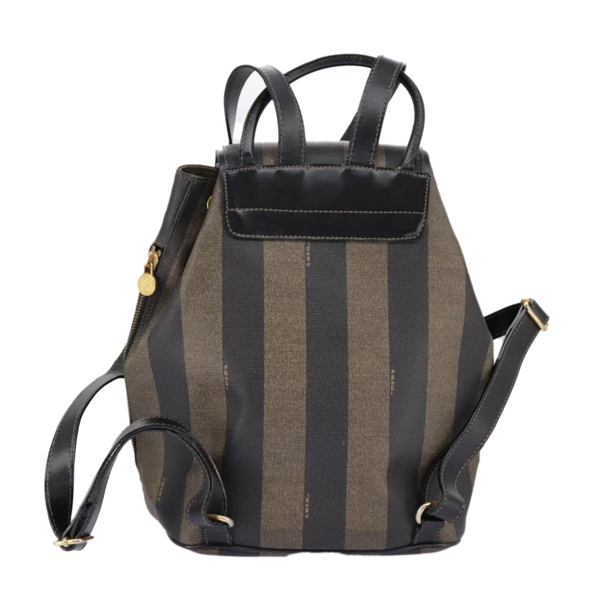 FENDI Pecan Canvas Backpack Brown Black gold ep6248