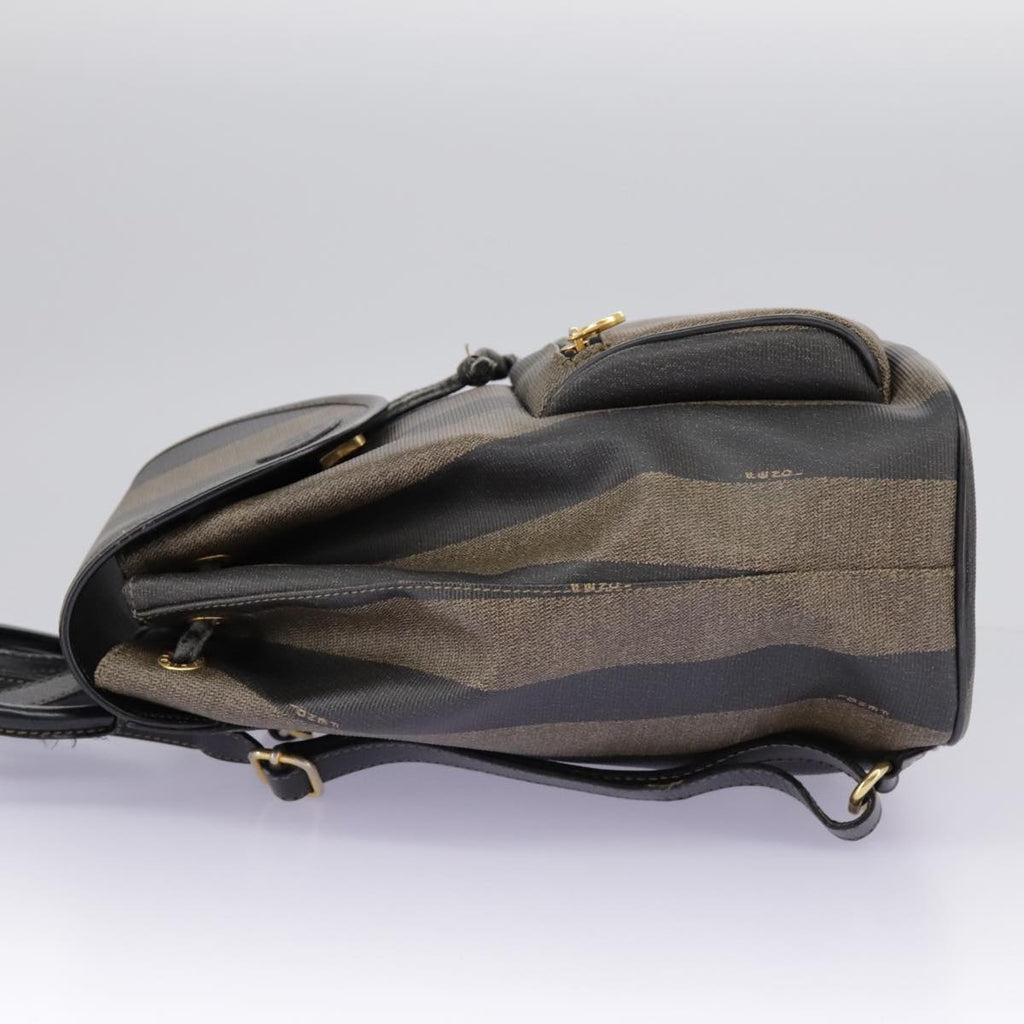 FENDI Pecan Canvas Backpack Brown Black gold ep6248