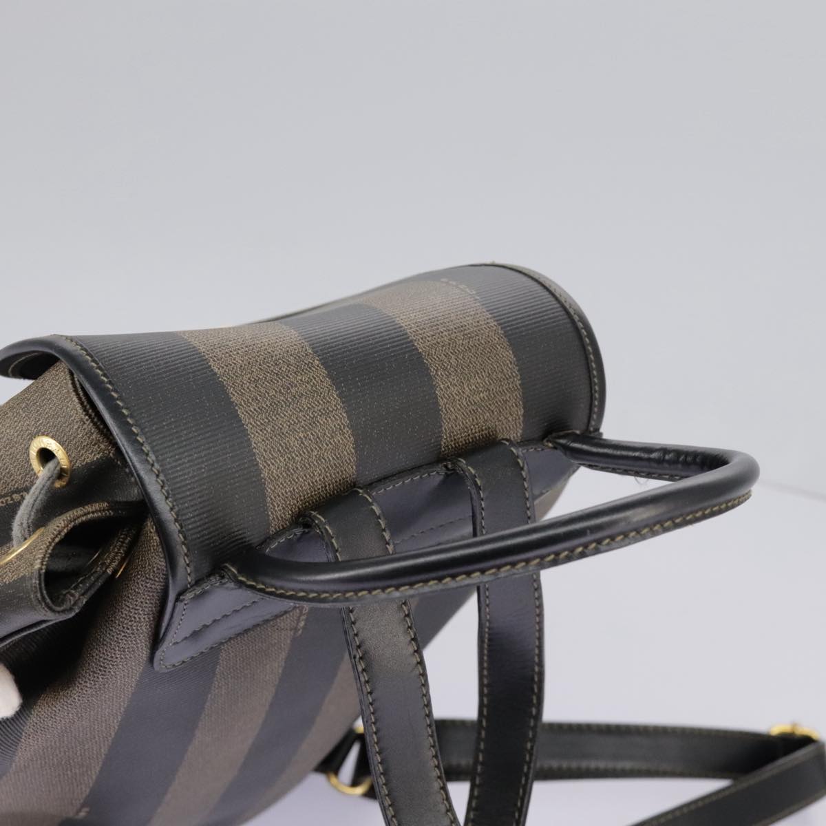 FENDI Pecan Canvas Backpack Brown Black gold ep6248