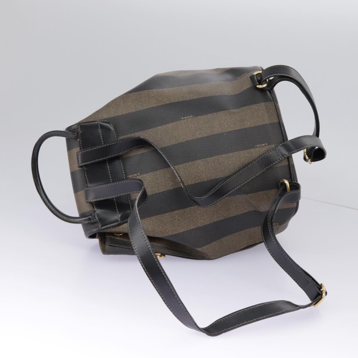 FENDI Pecan Canvas Backpack Brown Black gold ep6248