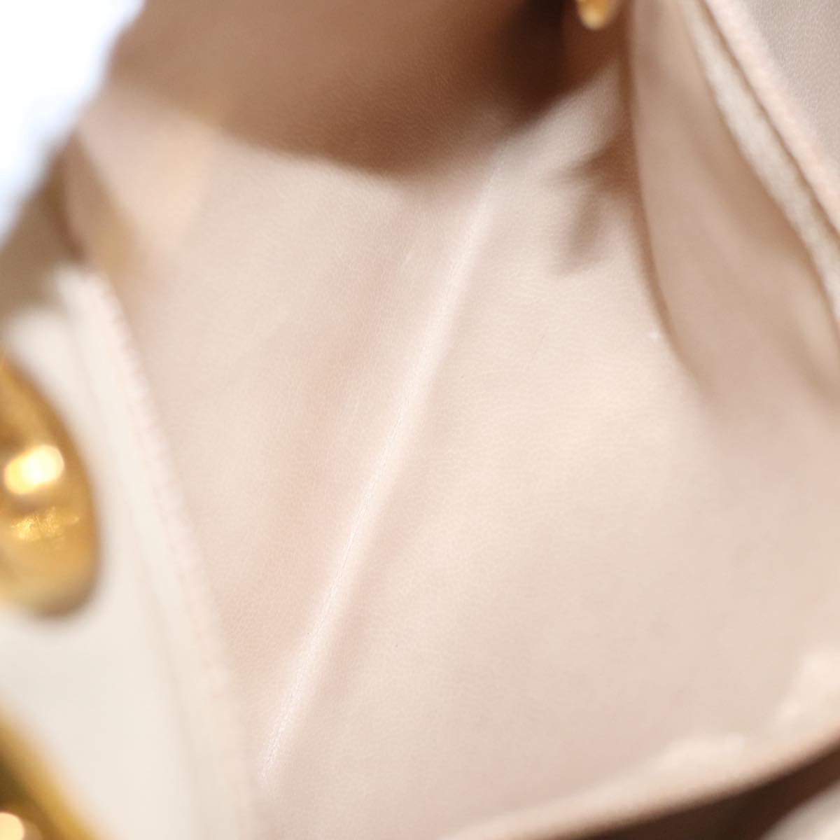 CHANEL Matelasse Chain Shoulder Bag Satin Beige Gold CC ep6261