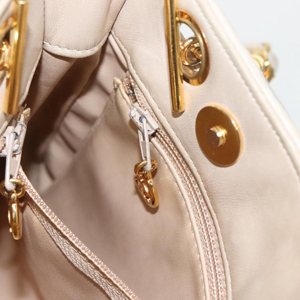 CHANEL Matelasse Chain Shoulder Bag Satin Beige Gold CC ep6261