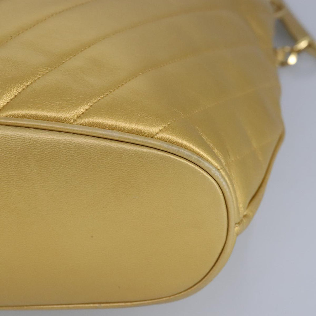 CHANEL V Stitch Chain Tote Bag Lamb Skin Gold Tone CC ep6263