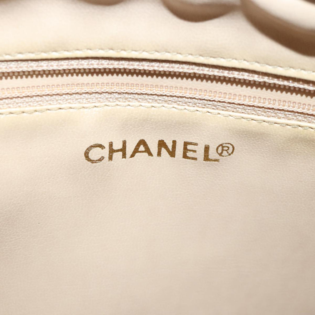 CHANEL V Stitch Chain Tote Bag Lamb Skin Gold Tone CC ep6263
