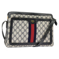 GUCCI GG Supreme Sherry Line Shoulder Bag PVC Navy Gold Red 010 378 ep6279