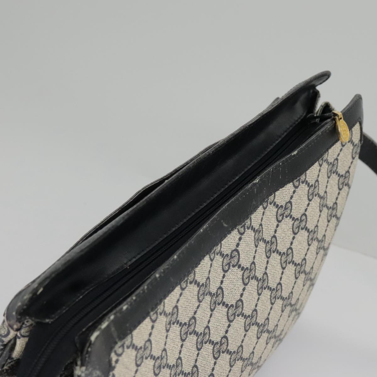 GUCCI GG Supreme Sherry Line Shoulder Bag PVC Navy Gold Red 010 378 ep6279