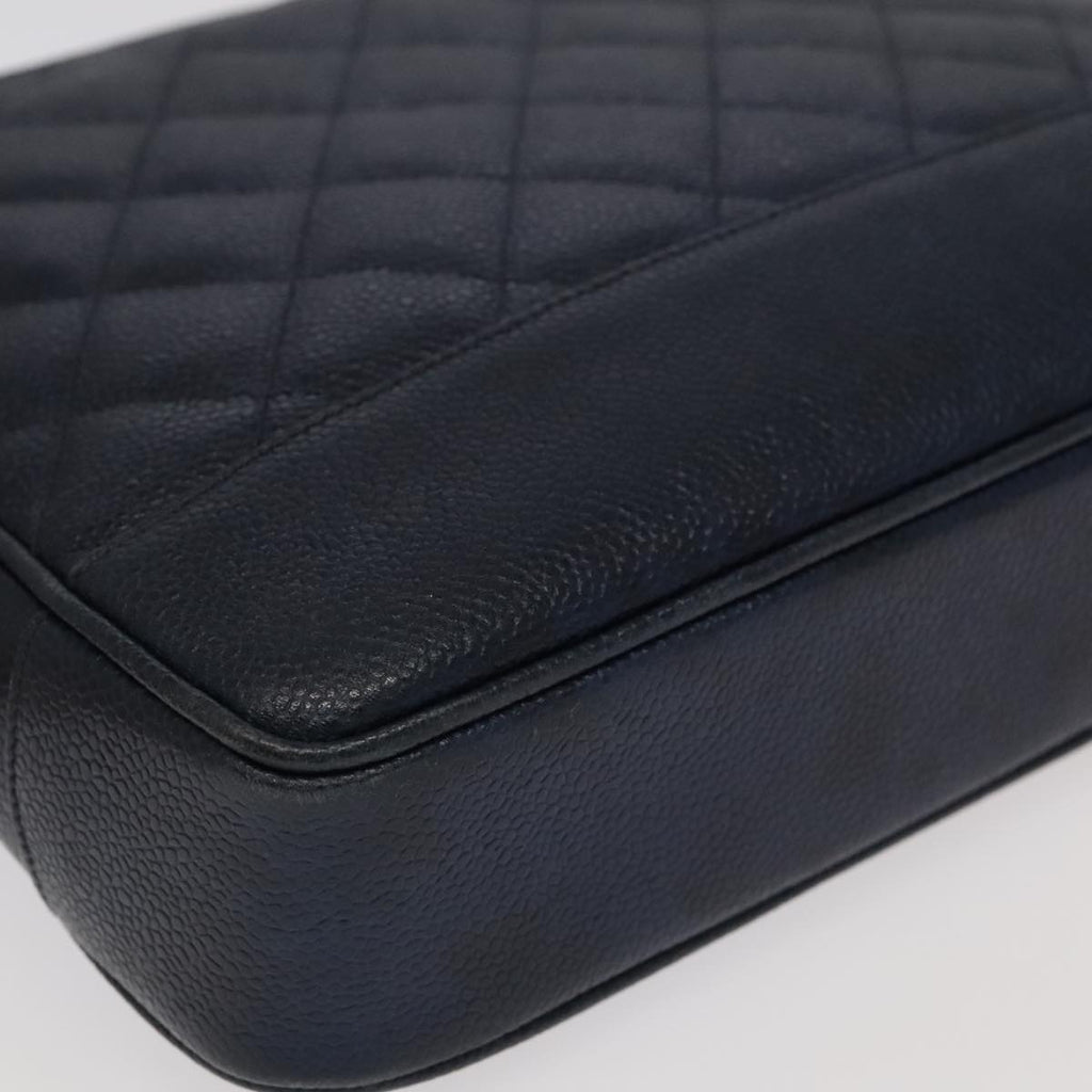 CHANEL Matelasse Chain Shoulder Bag Caviar Skin Navy Gold CC ep6286