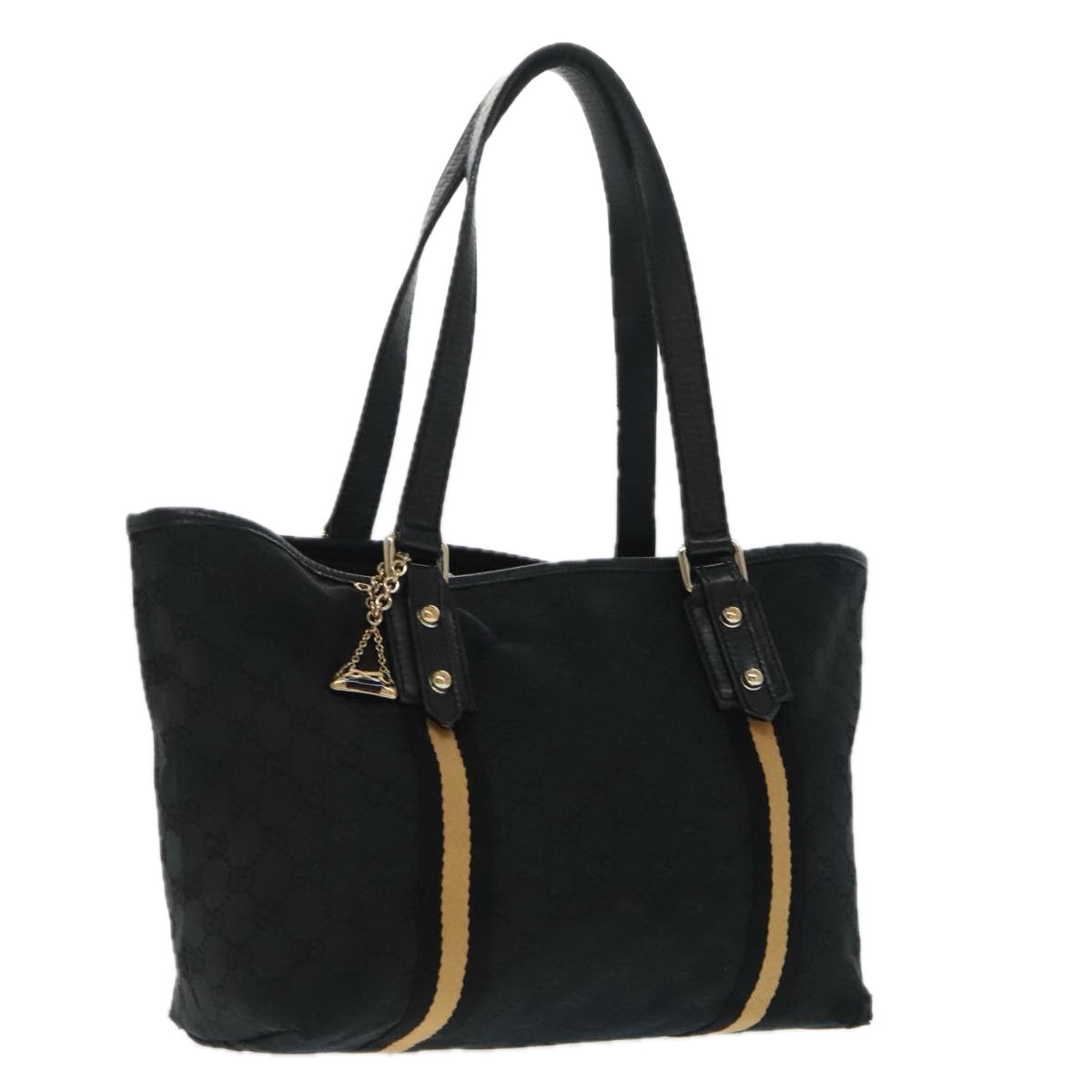 GUCCI GG Canvas Sherry Line Tote Bag Black White 137396 ep6288