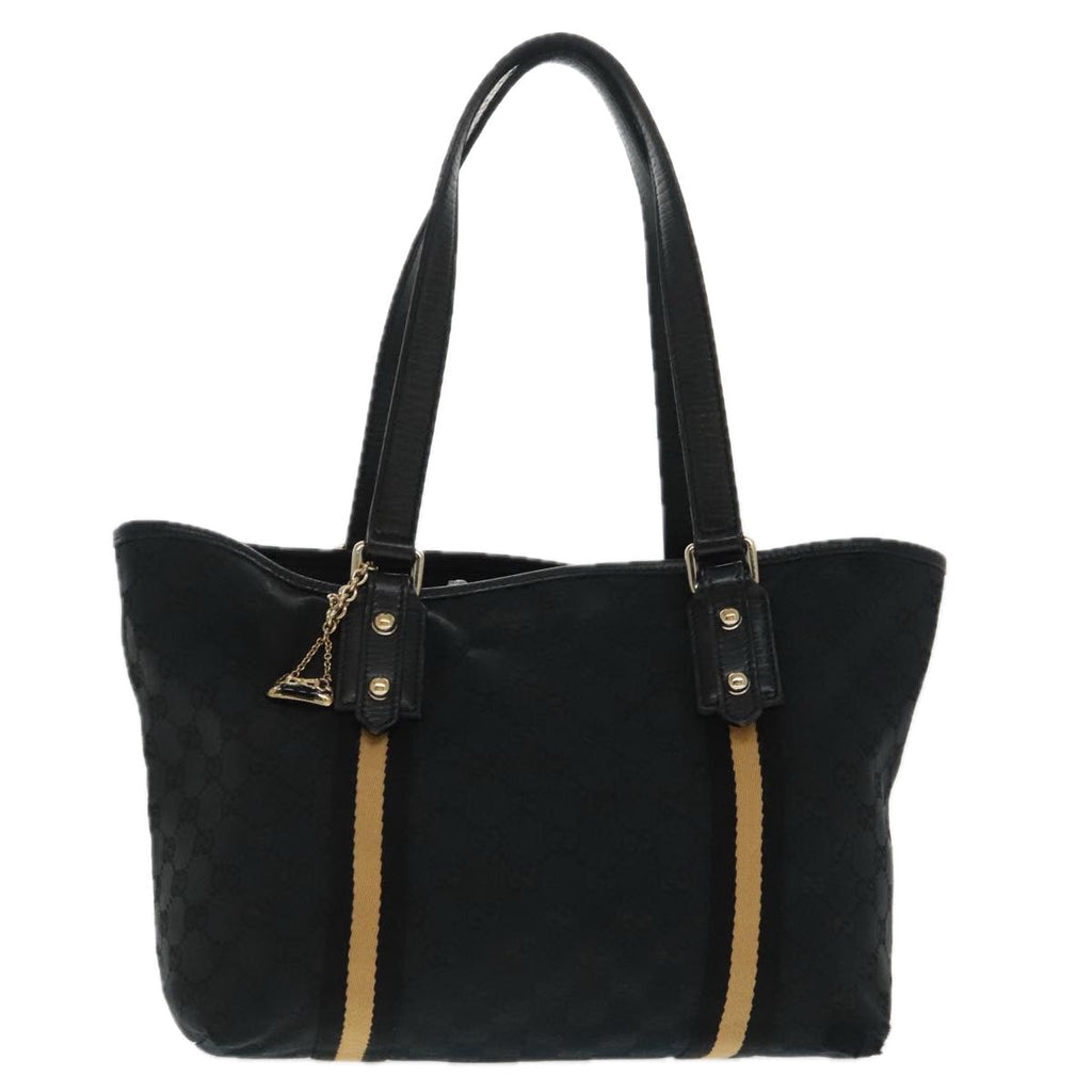 GUCCI GG Canvas Sherry Line Tote Bag Black White 137396 ep6288