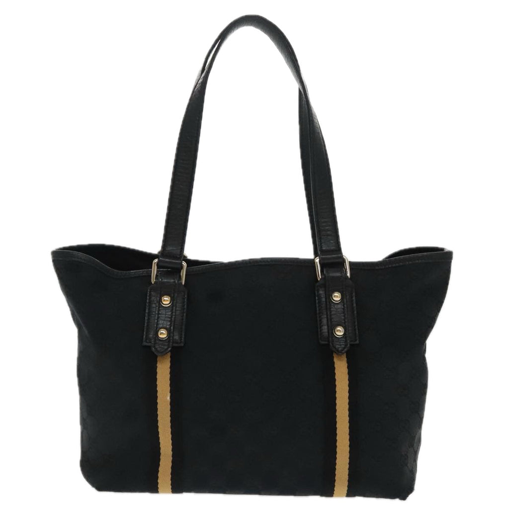 GUCCI GG Canvas Sherry Line Tote Bag Black White 137396 ep6288