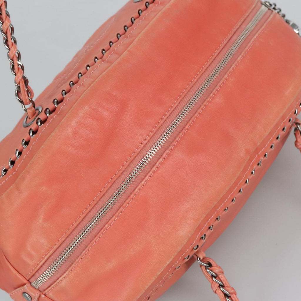 CHANEL COCO Mark Chain Hand Bag Leather Pink Silver CC ep6290