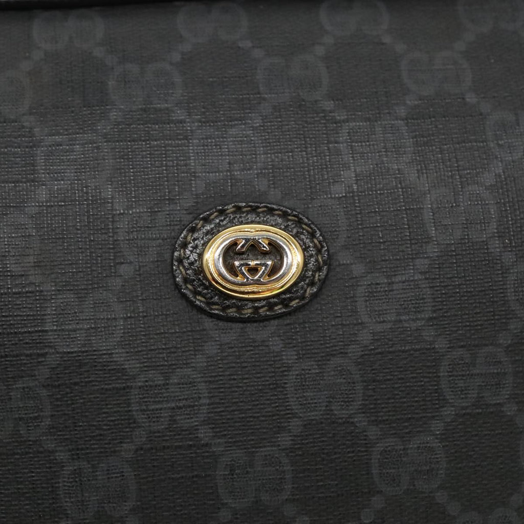 GUCCI GG Supreme Clutch Bag PVC Black Gold 156 01 033 ep6292