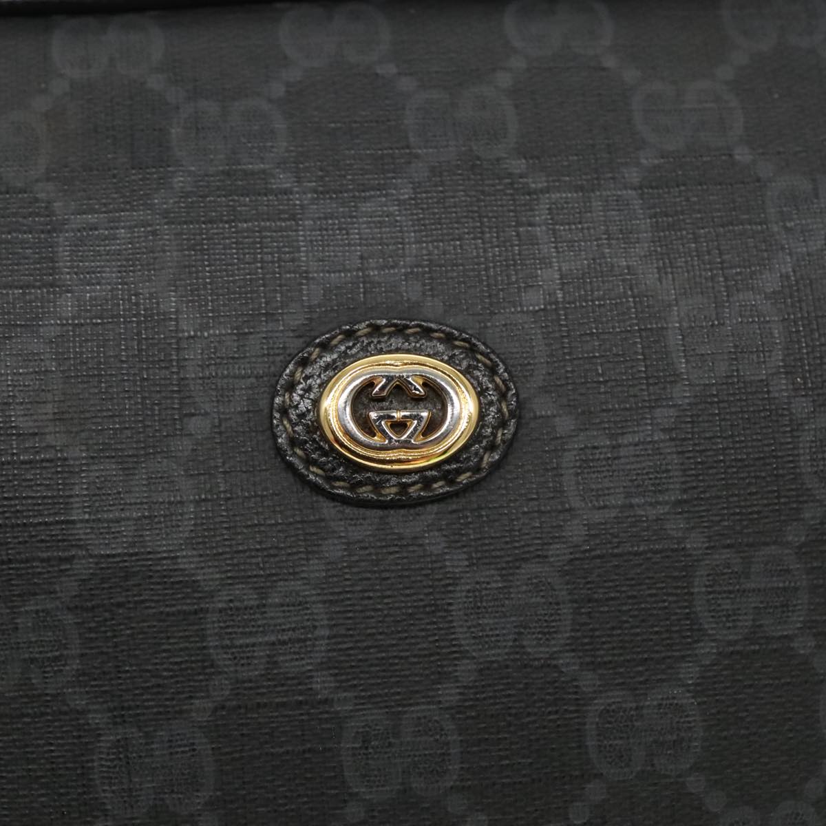 GUCCI GG Supreme Clutch Bag PVC Black Gold 156 01 033 ep6292