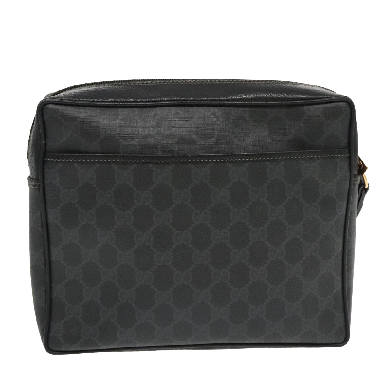 GUCCI GG Supreme Clutch Bag PVC Black Gold 156 01 033 ep6292