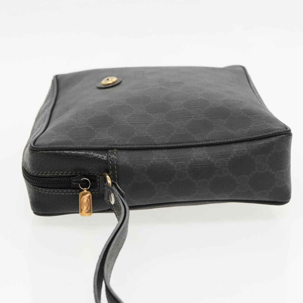 GUCCI GG Supreme Clutch Bag PVC Black Gold 156 01 033 ep6292