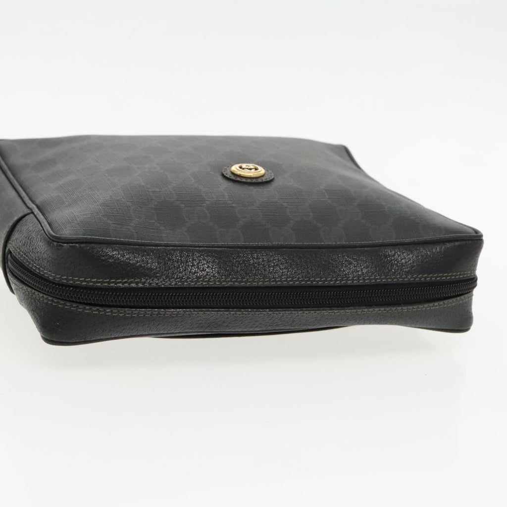 GUCCI GG Supreme Clutch Bag PVC Black Gold 156 01 033 ep6292
