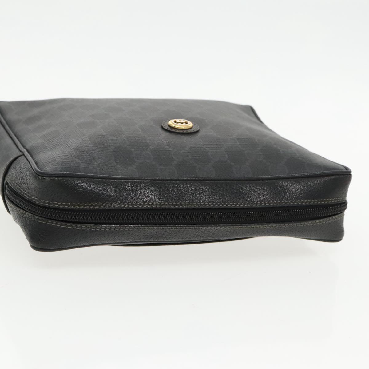 GUCCI GG Supreme Clutch Bag PVC Black Gold 156 01 033 ep6292