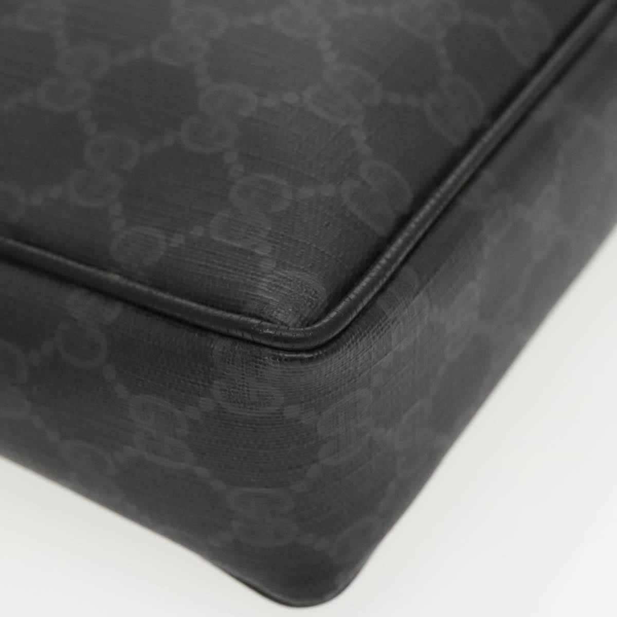 GUCCI GG Supreme Clutch Bag PVC Black Gold 156 01 033 ep6292