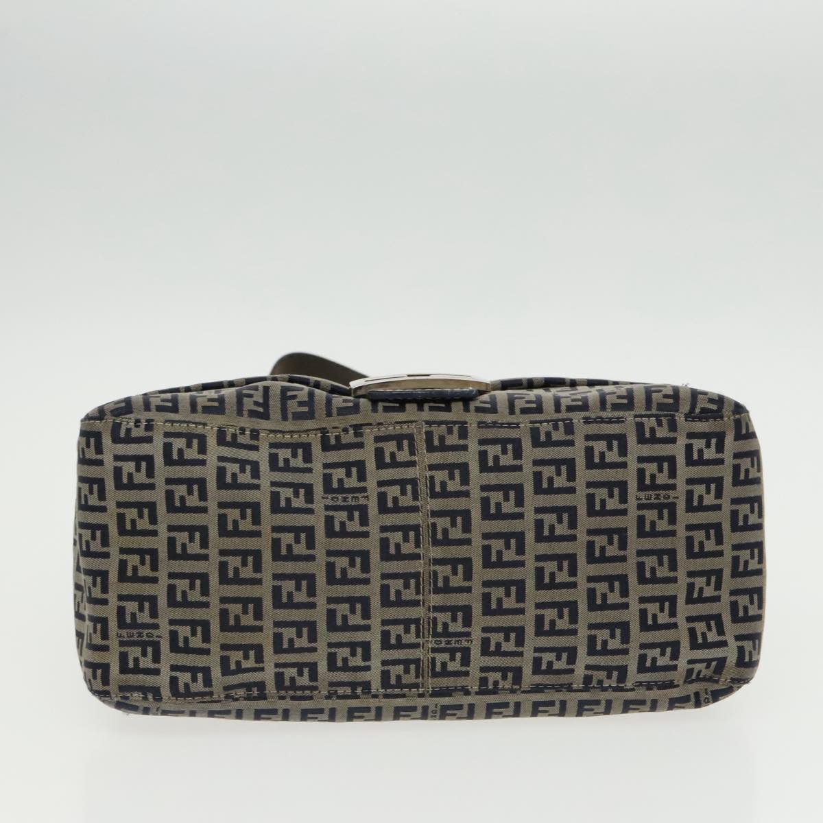 FENDI Zucchino Canvas Mamma Baguette Shoulder Bag Navy Silver ep6302