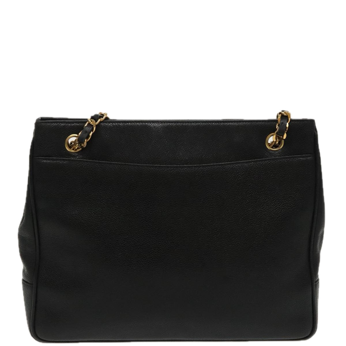 CHANEL COCO Mark Chain Tote Bag Caviar Skin Black Gold CC ep6304