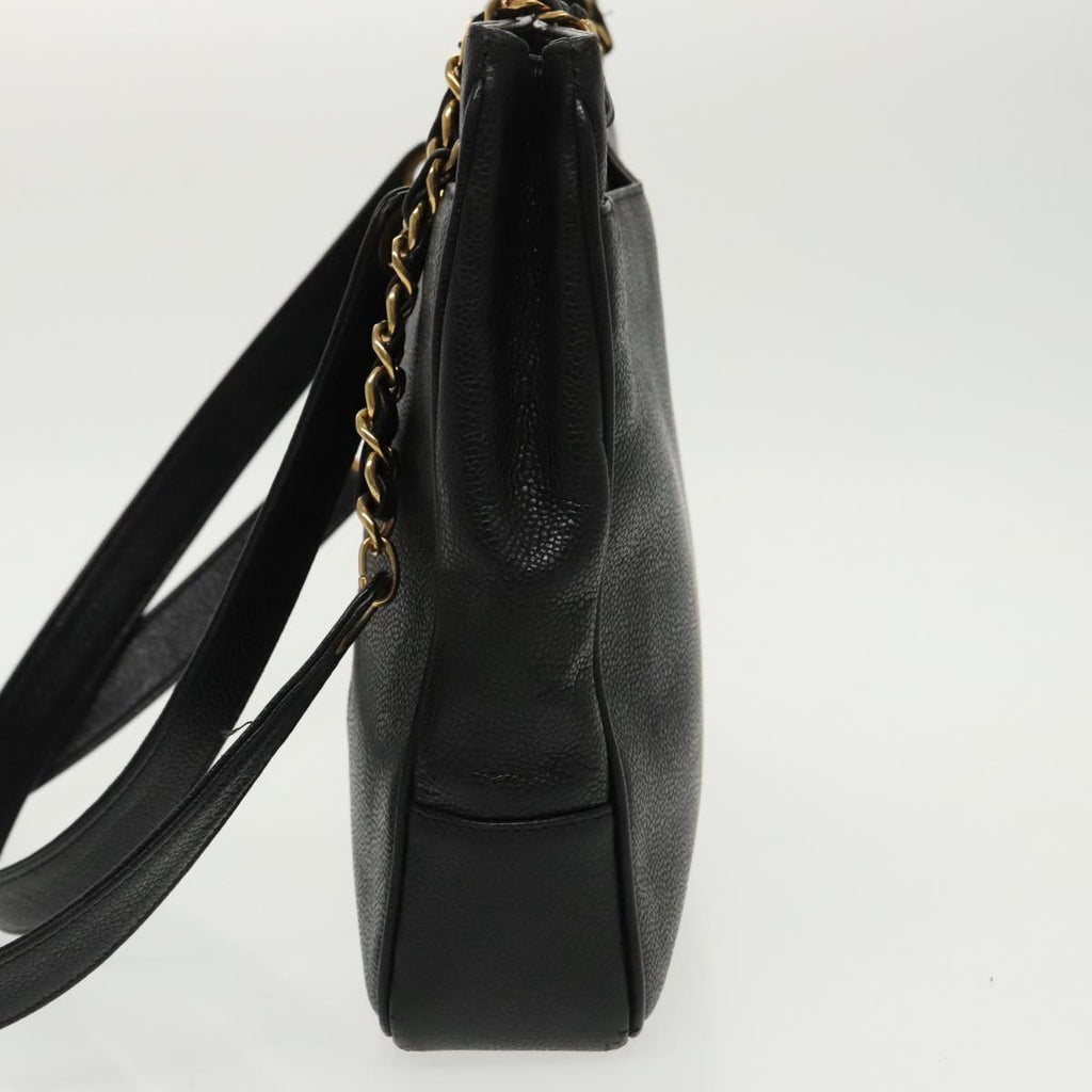 CHANEL COCO Mark Chain Tote Bag Caviar Skin Black Gold CC ep6304