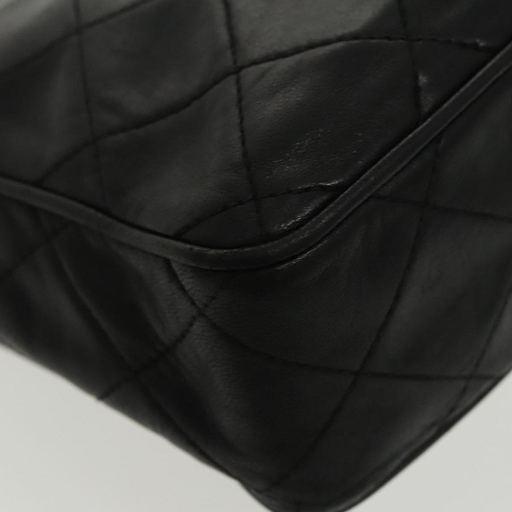 CHANEL Matelasse Chain Shoulder Bag Lamb Skin Black Gold CC ep6305