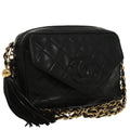 CHANEL Matelasse Chain Shoulder Bag Lamb Skin Black Gold CC ep6305