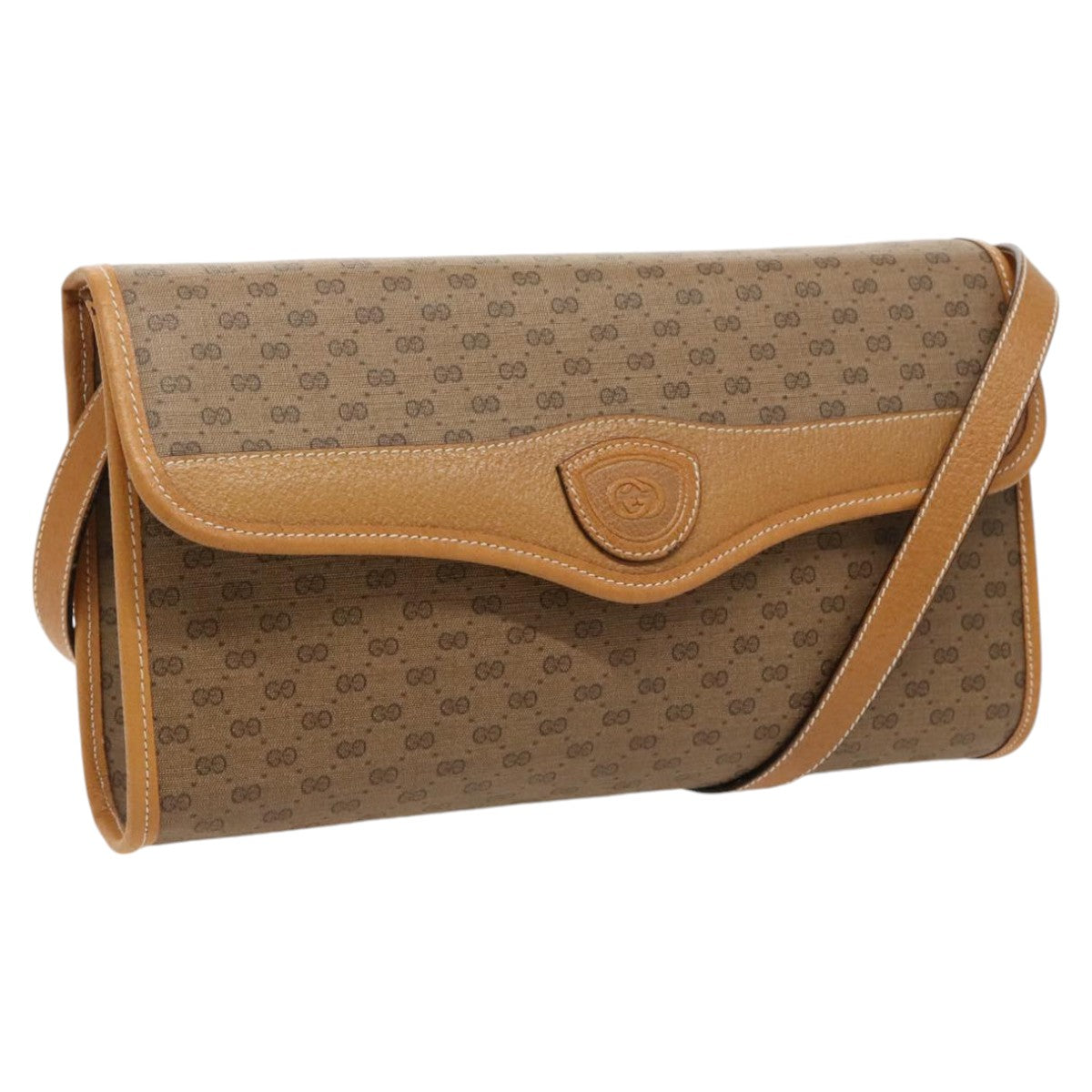 GUCCI Micro GG Supreme Shoulder Bag PVC Beige Gold ep6309