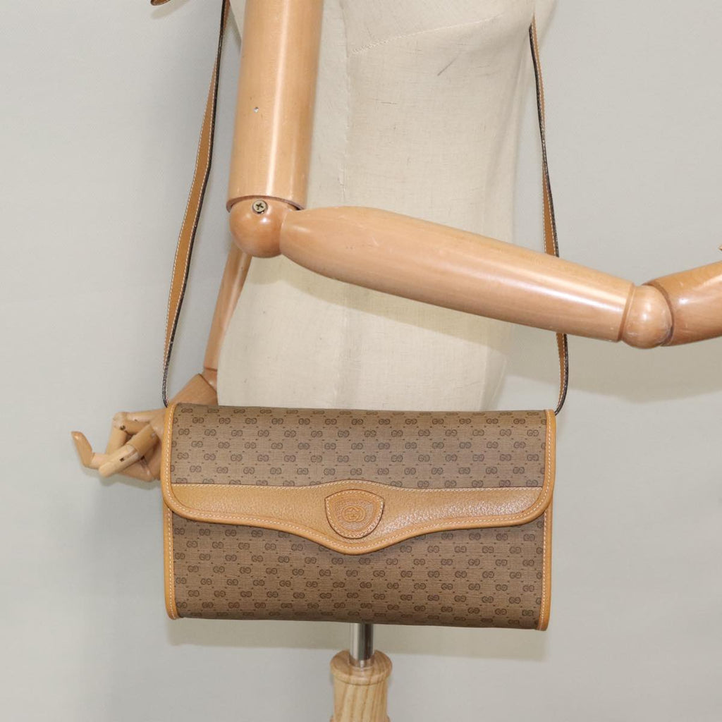 GUCCI Micro GG Supreme Shoulder Bag PVC Beige Gold ep6309