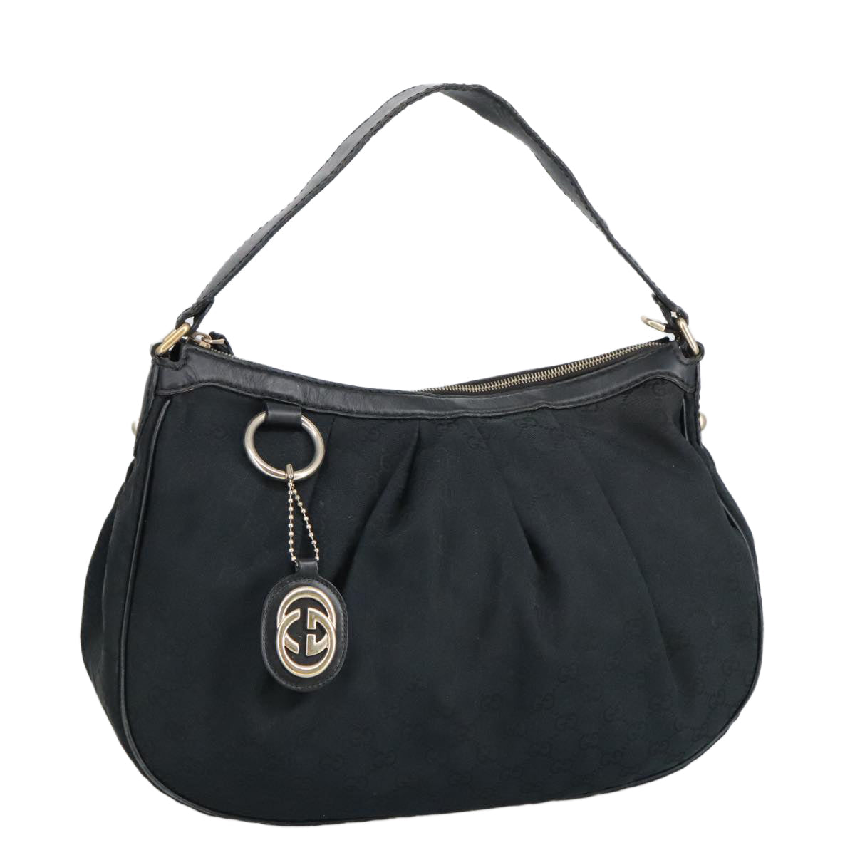 GUCCI GG Canvas Shoulder Bag Black Gold 232955 ep6310