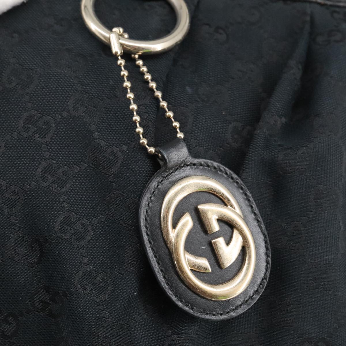 GUCCI GG Canvas Shoulder Bag Black Gold 232955 ep6310