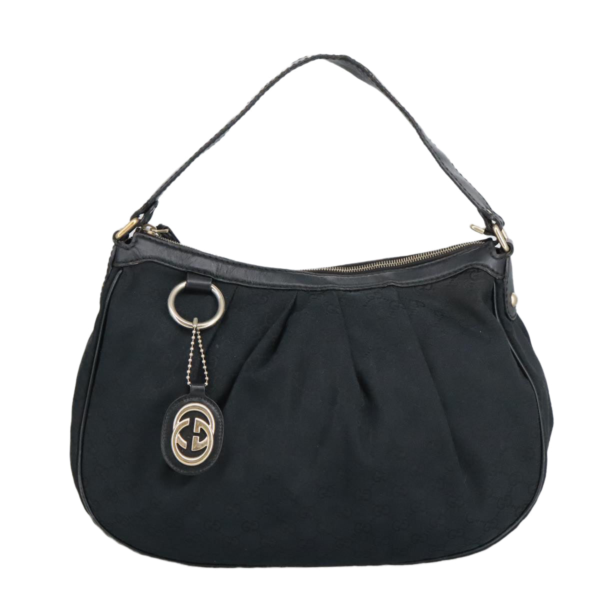 GUCCI GG Canvas Shoulder Bag Black Gold 232955 ep6310