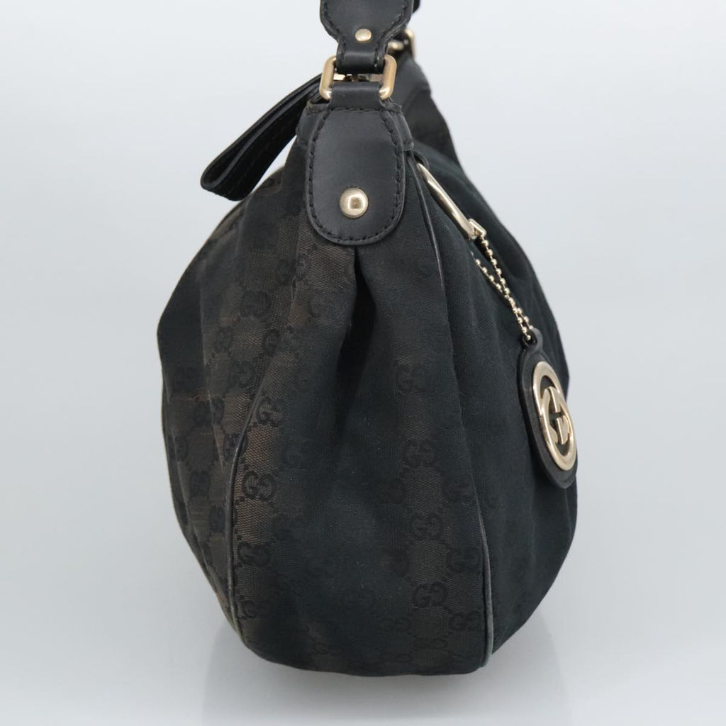 GUCCI GG Canvas Shoulder Bag Black Gold 232955 ep6310