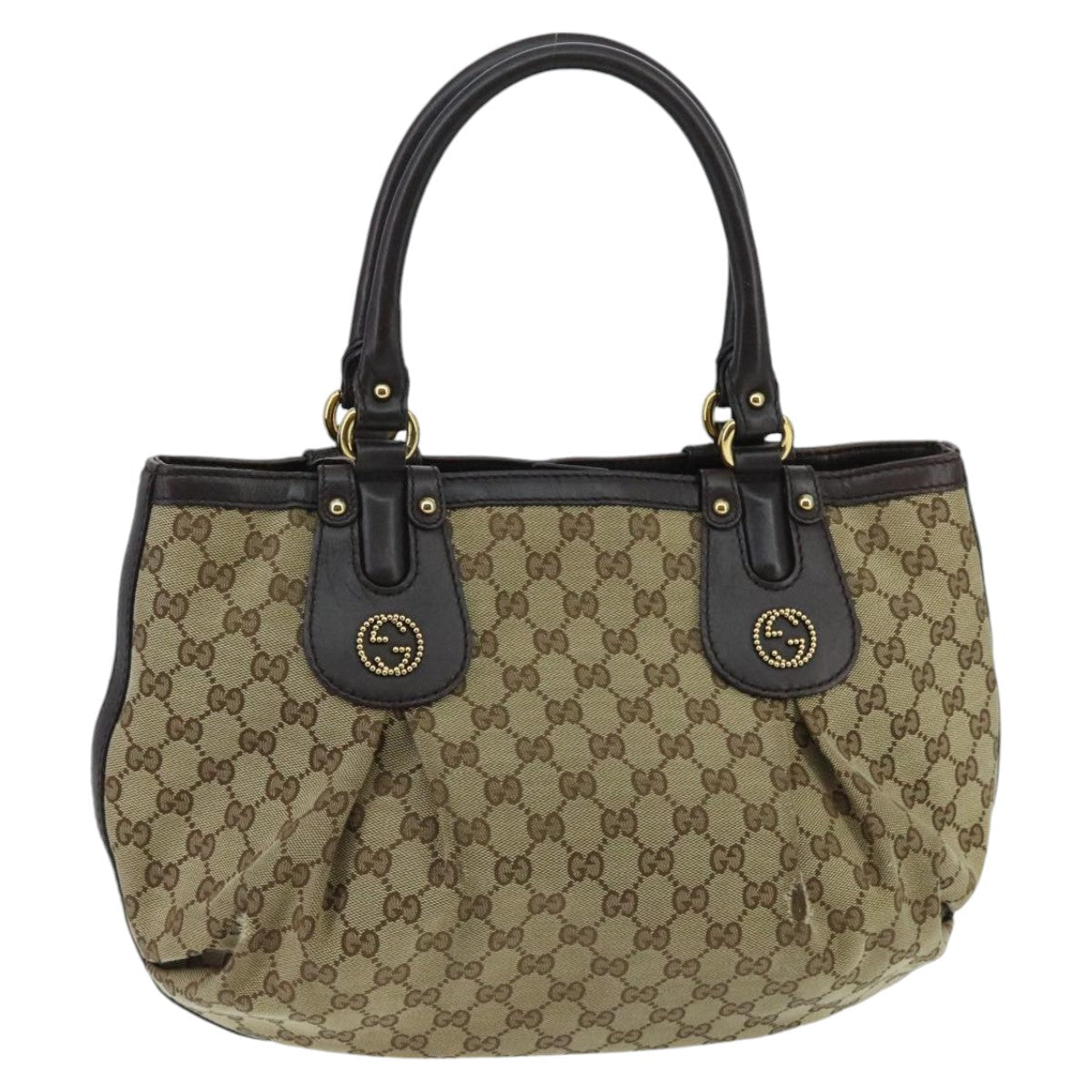 GUCCI GG Canvas Hand Bag Beige Gold 269953 ep6313