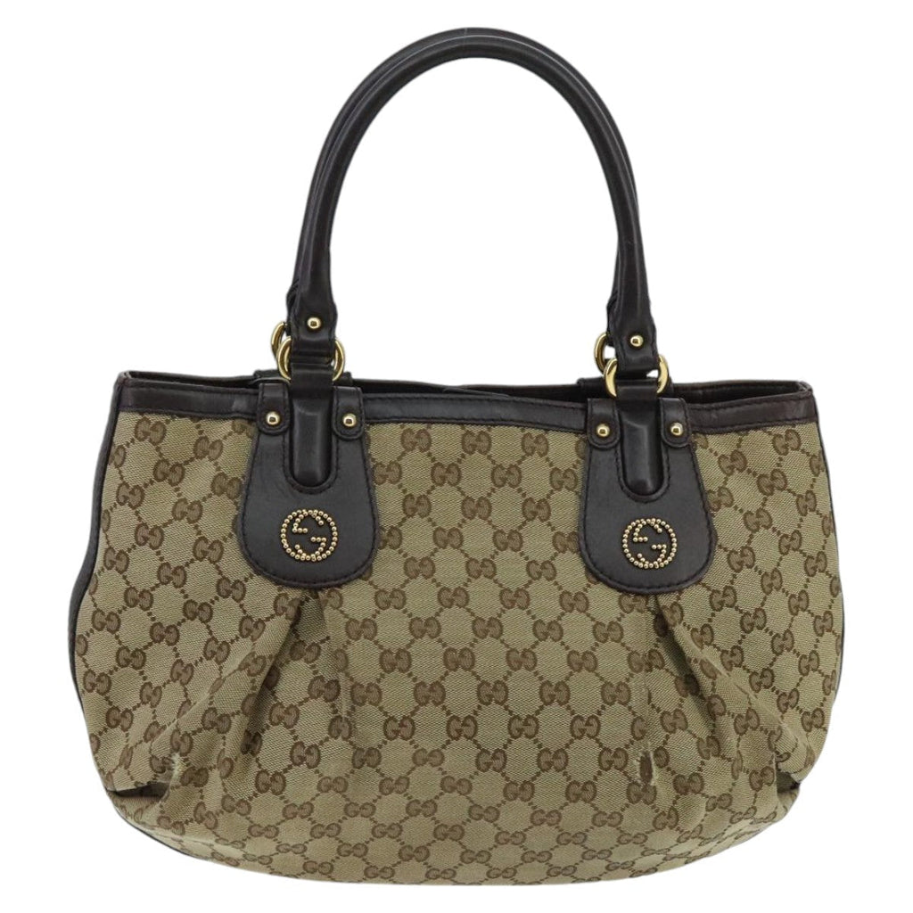 GUCCI GG Canvas Hand Bag Beige Gold 269953 ep6313