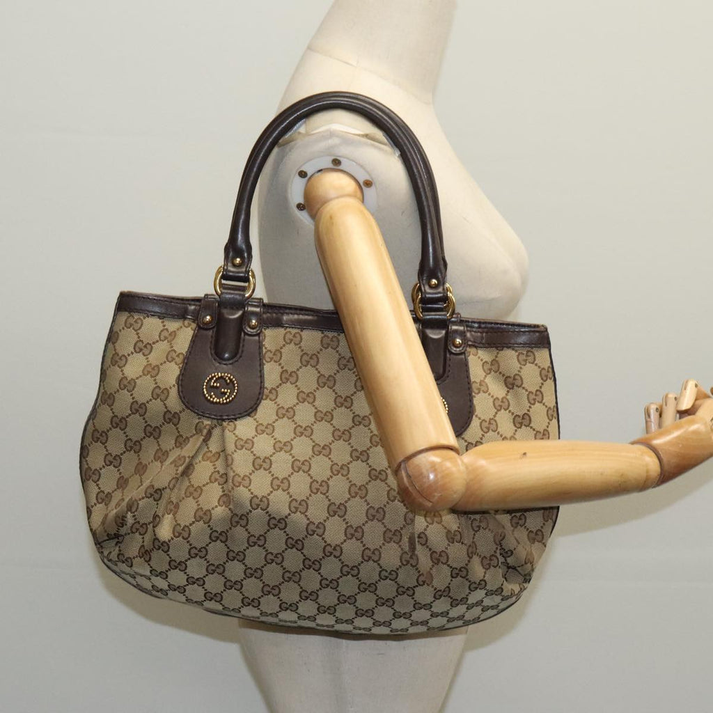 GUCCI GG Canvas Hand Bag Beige Gold 269953 ep6313